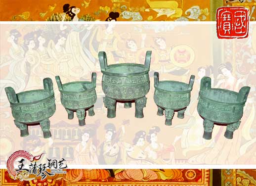 銅鼎，銅五鼎，中國鼎，佛像用鼎